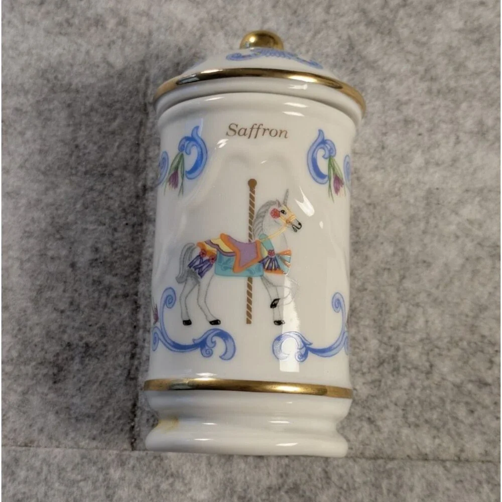 The Spice Carousel By Lenox Vintage 1993 Fine Porcelain Saffron w/ 24k Gold Trim